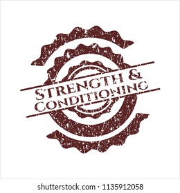 Red Strength and Conditioning grunge style stamp