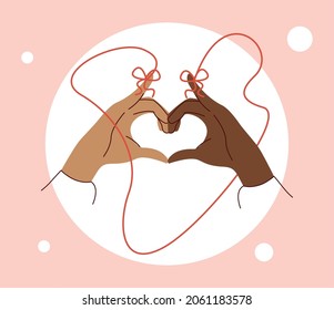 red string of destiny lovers hands icon