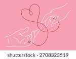 Red String of Fate Connecting Two Hands