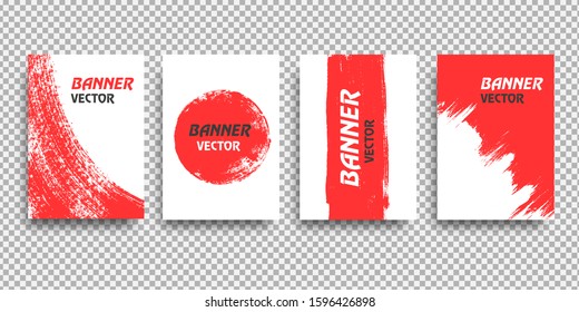 Red strip of paint on a white background , Paper , brochure vertical banner . Template for text and advertising.Vector illustration	