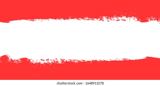 Red strip of paint on a white background . Paper , brochure horizontal banner . Template for text and advertising.Vector illustration	