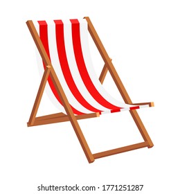 Red stripe beach chair in flat style. Beach stuff vector illustration design