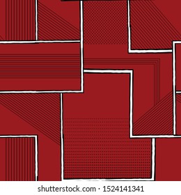 red stripe with retro pattern on red background