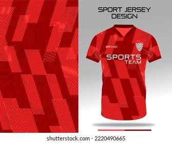 Jersey de deporte de rayas rojas uniforme diseño textil para fútbol, fútbol, voleibol, club de bádminton. Diseño vectorial de tejido de impresión sublimación.  