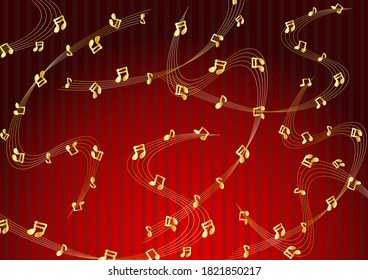 red striped backdrop and musical note