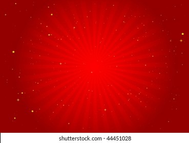 Red striped background above starfield