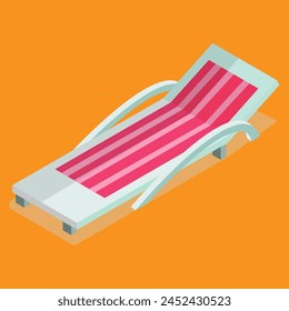 red striped beach lounger vector illustration