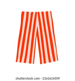 Red striped briefs for men and women. Male female underwear. Classic shorts. Clothing, fashion and beauty. Flat vector illustration isolated on white background