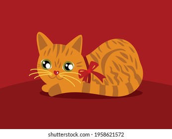 Red striped cat 
with big eyes