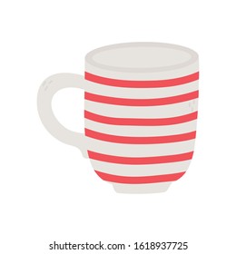 red striped coffee cup ceramic icon over white background vector illustration