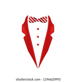 red striped colored bow tie dinner jacket collar icon. Element of evening menswear illustration