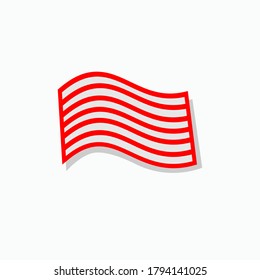 Red Striped Flag Icon. Mark or Symbol - Vector.