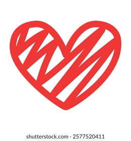 Red striped heart illustration vector