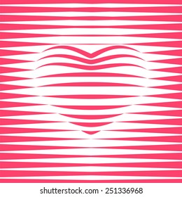 Red striped heart shape. Eps8. RGB. Global color. Gradients free