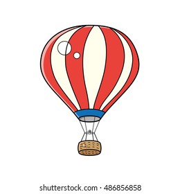 Red striped hot air balloon isolated.