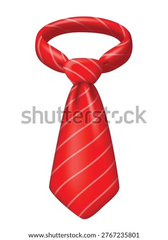 Red Striped Necktie Vector Illustration Isolated on White Background for Business Fashion