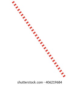Red striped paper straw isolated on white background, vector illustration