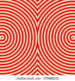 Red striped pattern. Abstract repeat round waves texture background. Vector illustration