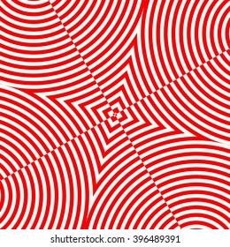 Red striped pattern. Abstract repeat round waves texture background. Vector illustration