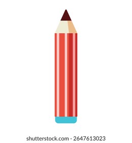 Red striped pencil icon isolated on white background