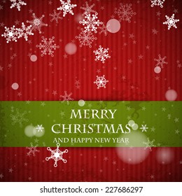 red striped retro christmas card with green strip. christmas concept