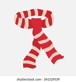 Red striped scarf isolated on white. EPS 8 vector illustration, no transparency