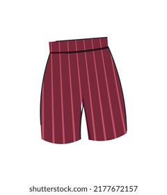 Red striped shorts. Graphic elements for store website, fashion and style card or icon. Summer clothes for outdoor activities, beach things. Underwear for mens. Cartoon flat vector illustration