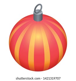Red striped tree toy icon. Isometric of red striped tree toy vector icon for web design isolated on white background