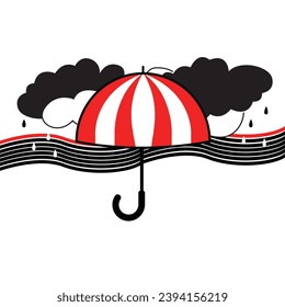 red striped umbrella and sky