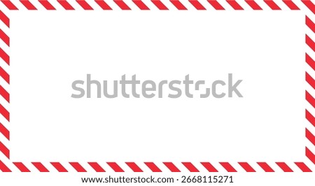 Red striped warning border frame rectangle used for caution, alert, safety notice, restricted area sign, industrial hazard prevention, and emergency attention design concepts
