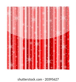 Red stripes Christmas background with abstract frame. Vector illustration.