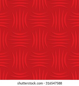 Red stripes on checkered background.Seamless geometric background. 3D layered and textured pattern with realistic shadow and cut out effect.