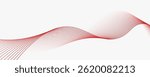 Red stripes on a white background. Creative line art. Red waves with lines. Curved wavy line, smooth stripe.