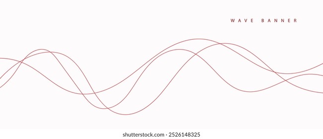 Red stripes on a white background. Creative line art. Red waves with lines. Curved wavy line, smooth stripe.