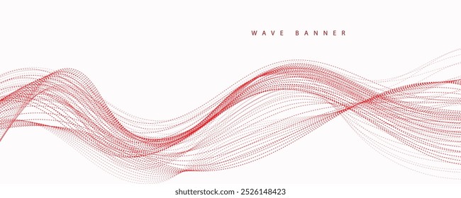 Red stripes on a white background. Creative line art. Red waves with lines. Curved wavy line, smooth stripe.