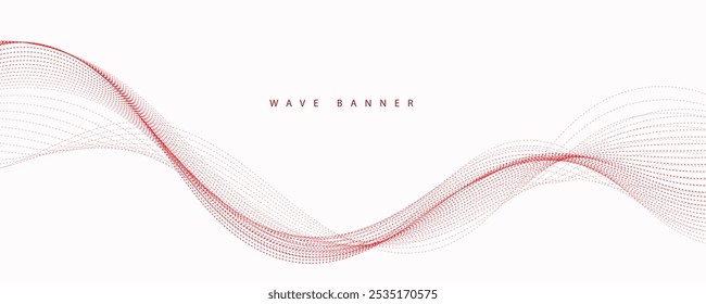 Rote Streifen auf weißem Hintergrund. Kreative Linienkunst. Rote Wellen mit Linien. Gebogene wellenförmige Linie, glatter Streifen.