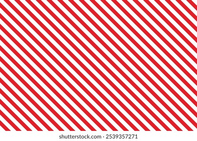 Red stripes on white background. Diagonal lines pattern. Striped diagonal pattern background Christmas or winter theme Geometric pattern. Simple repeat ornament. Vector illustration.