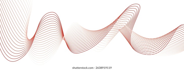 Red stripes on a white background. Creative line art. Red waves with lines. Curved wavy line, smooth stripe.