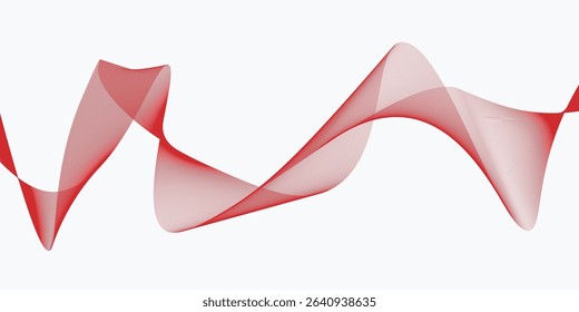 Red stripes on a white background. Creative line art. Red waves with lines. Curved wavy line, smooth stripe.