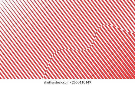Red stripes on white background. Striped diagonal pattern Vector illustration of Seamless background Christmas or winter theme Background with slanted lines