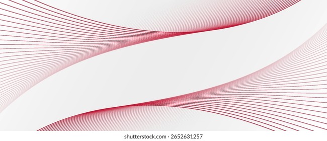 Listras vermelhas sobre um fundo branco. Criativa arte de linha. Ondas vermelhas com linhas. Linha ondulada curva, faixa lisa.