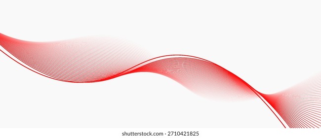 Red stripes on a white background. Creative line art. Red waves with lines. Curved wavy line, smooth stripe. eps10