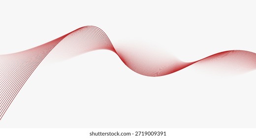 Red stripes on a white background. Creative line art. Red waves with lines. Curved wavy line, smooth stripe.