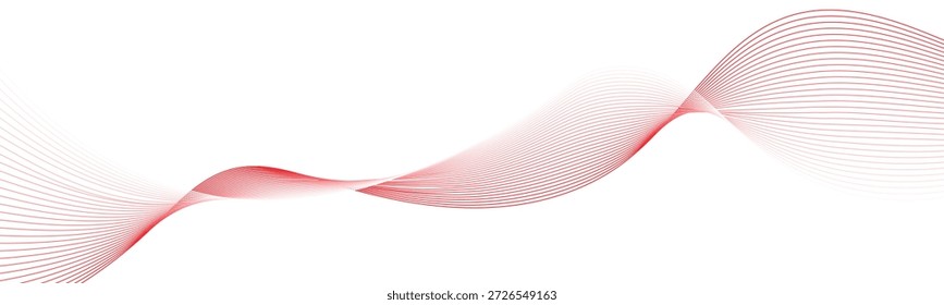 Rote Streifen auf weißem Hintergrund. Kreative Linienkunst. Rote Wellen mit Linien. Gebogene gewellte Linie, glatter Streifen.Rote Streifen auf weißem Hintergrund. Kreative Linienkunst. Rote Wellen mit Linien. Gebogene wellenförmige Linie, glatter Streifen. EPS 10