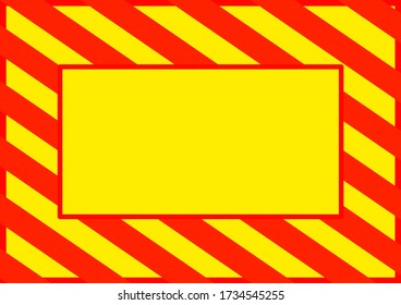 Red stripes on a yellow background template for text. Attention traffic is prohibited. Stop Danger. Poster. Advertising on the billboard. Vector background image. Warning sign. Fence tape.