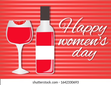 red stripes red wine bottle red wine glass women's day March 8