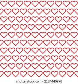 Red stroke heart shape on white background. Happy Valentine's day. Heart pattern on white backdrop. Love red hearts. 