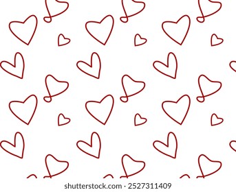 Formas de corazón de golpe rojo diseño sin costuras. El corazón ama el diseño del Vector del patrón del doodle. Cariño. Devoción
