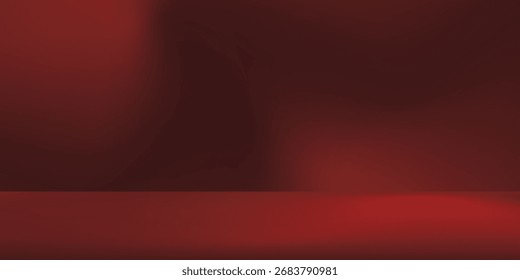 Fondo de estudio rojo. Abstractas sala de estudio del podio del limbo. Suelo de pared degradado rojo oscuro y escena de foco.eps 10