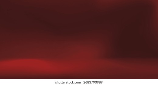 Fondo de estudio rojo. Abstractas sala de estudio del podio del limbo. Suelo de pared degradado rojo oscuro y escena de foco.eps 10